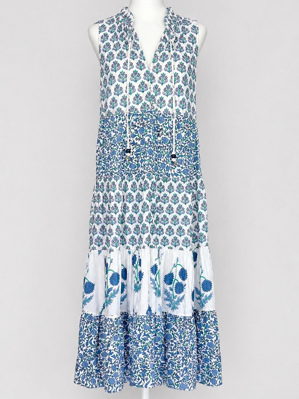 Lafayette 148 New York White Dress with Blue and Green Floral Print NWT 1X